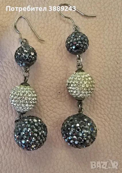 Сребърни обеци с кристали 925, снимка 1