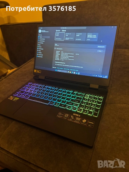Лаптоп Gaming Acer Nitro 5, Ryzen 6800H, 16 GB, RTX 3070 Ti, снимка 1