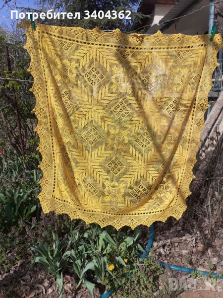 Стара покривка плетена на една кука, снимка 1