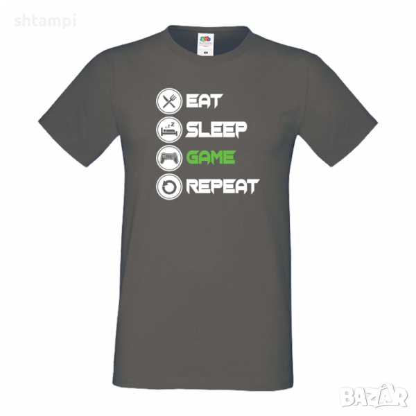 Мъжка тениска Game 1,Eat,Sleep,Game,Anime,Repeat,Ядене,Спане,Геймс,Подарък,Повторение,Празник,Игри, снимка 1