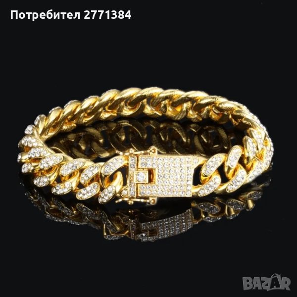 Златна хип-хоп гривна от Медицинско злато медицинска стомана . Изпращаме по Спиди или до Еконт , снимка 1