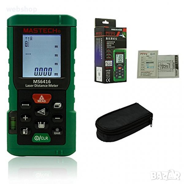 Лазерна ролетка MASTECH , Лазерен дистанциометър MS6416 за измерване на разстояние, площ или обем 60, снимка 1