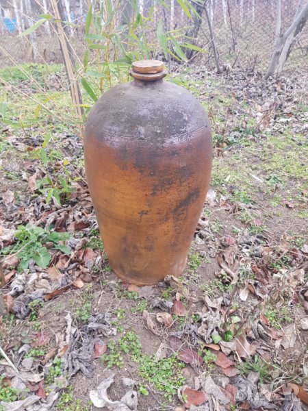 Голям стар керамичен оцетник, снимка 1