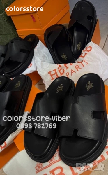 Мъжки черни чехли Hermes/BR202s, снимка 1