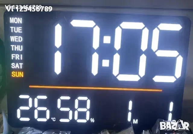 LED стенен часовник X6636 с време,седмица,температура,влажност+дистанц, снимка 1