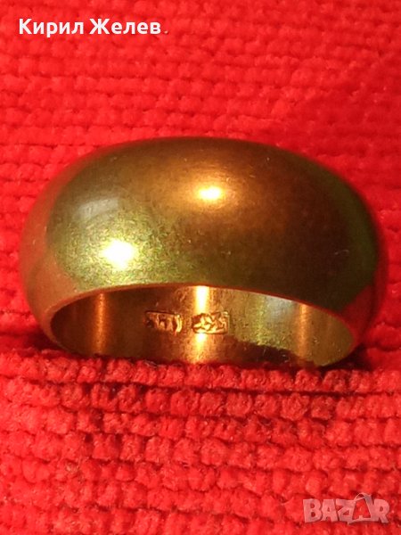 СТАРА ПОЗЛАТЕНА МЪЖКА ХАЛКА РЕТРО ПРЪСТЕН с ПЕЧАТИ 585 и 14К РЪЧНА ИЗРАБОТКА За КОЛЕКЦИЯ 32588, снимка 1