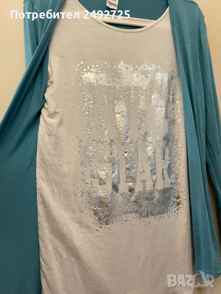 Туника Блуза тюркоаз бяло, снимка 1