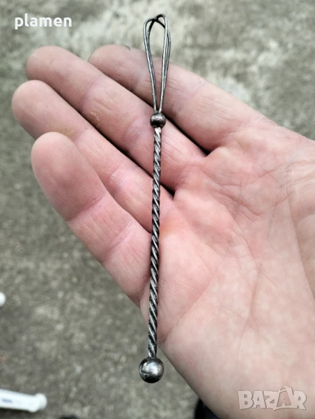 Стара малка посребрена бъркалка, снимка 1