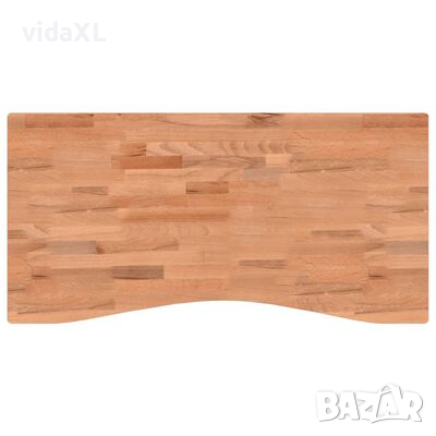 vidaXL Плот за бюро 100x(45-50)x1,5 см масивно дърво бук（SKU:356049, снимка 1