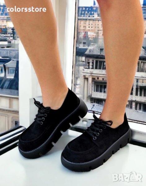 Равни обувки - черен велур - BZ7, снимка 1