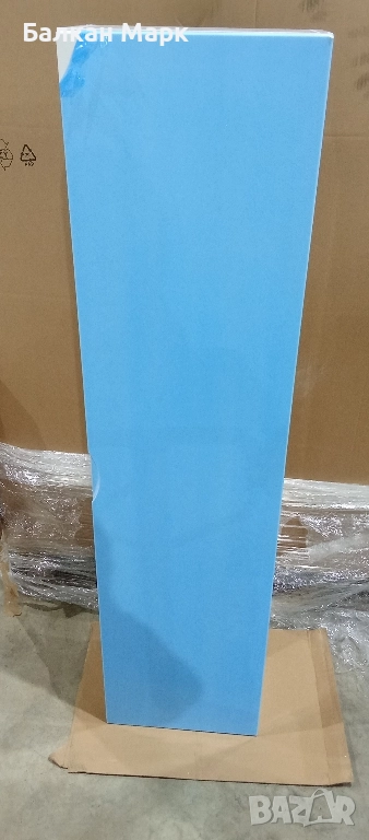 Шкаф за баня – бял гланц, 140×35×20 см – вакуумно ламиниран, със забележки, снимка 1