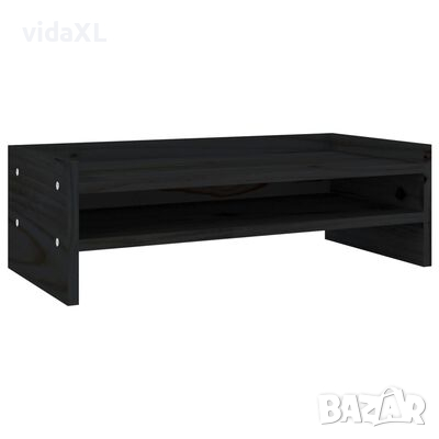 vidaXL Поставка за монитор, черна, 50x24x16 см, бор масив(SKU:813988, снимка 1