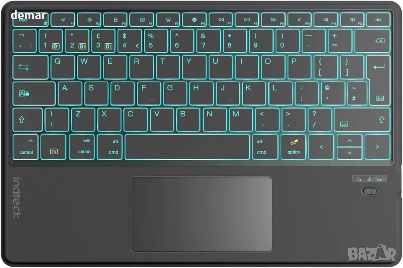 Клавиатура Inateck с тъчпад, AI функция, ултратънка Bluetooth за Windows/iPadOS/Android/iOS,KB01104, снимка 1