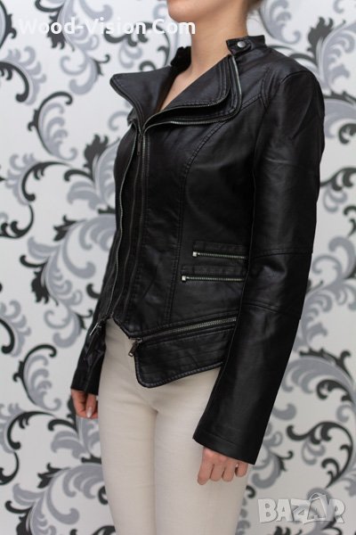 Дамско кожено яке - черно, снимка 1