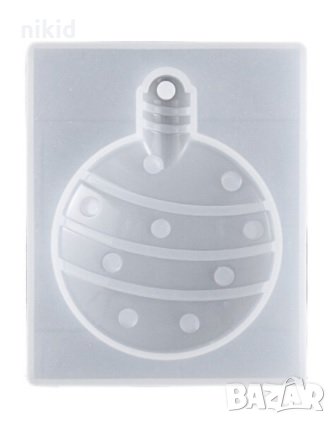 Голяма Коледна топка с декор силиконов молд форма фондан шоколад смола, снимка 1