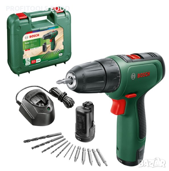 Акумулаторен винтоверт Bosch EasyDrill 1200  с колекторен двигател с 2 батерии и зарядно, 12 V,, снимка 1