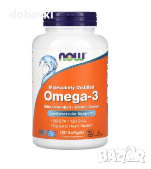 Омега 3 - NOW Foods, Omega-3, 180 EPA / 120 DHA, 180 Softgels, снимка 1