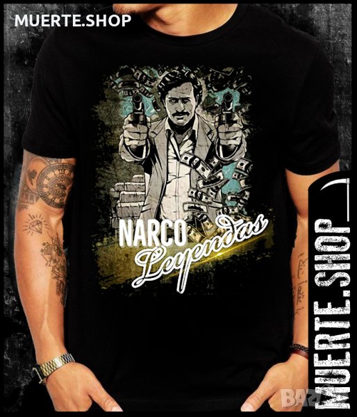 Черна тениска с щампа NARCO LEGENDS, снимка 1