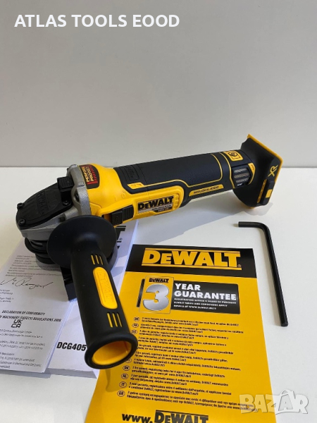 Ъглошлайф DeWALT DCG405 18V 125mm/9000об. Brushless / Безчетков -, снимка 1