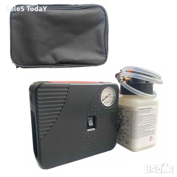 Компресор за гуми с лепило, 12V, 10L/минута, 3м. кабел, снимка 1