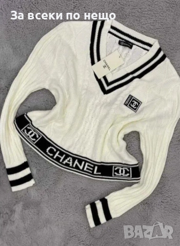 Chanel Дамски Пуловер С Остро Деколте - 2 Цвята Код S405, снимка 4 - Блузи с дълъг ръкав и пуловери - 52730162