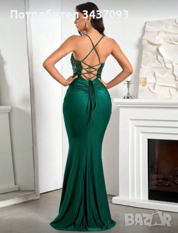 Дълга официална рокля в зелено, снимка 2 - Рокли - 52000433