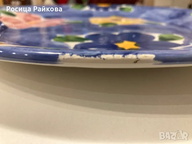 Голяма ръчно рисувана чиния , снимка 2 - Други - 48429492