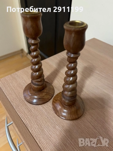 Дървен свещник, комплект от два броя, снимка 2 - Други - 52108833