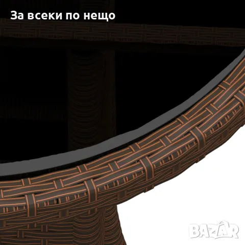 Градинска маса, Ø60x75 см, закалено стъкло и полиратан, кафява Код P454, снимка 2 - Градински мебели, декорация  - 50062973