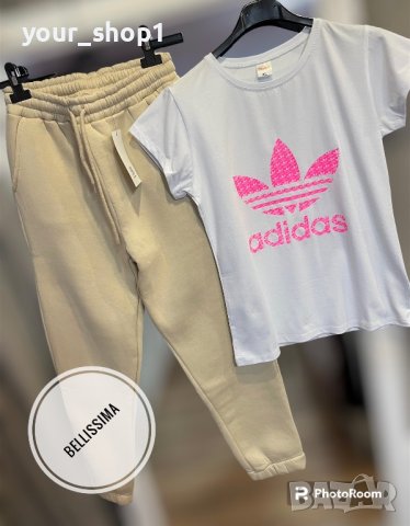 Дамско ватирано долнище + тениска adidas, снимка 1 - Спортни екипи - 44393171