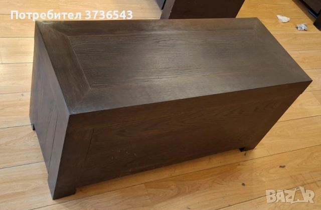 Шкаф / ТВ шкаф VIZATEL – масив дъб венге, 123×42×51 см, снимка 2 - Шкафове - 53384497