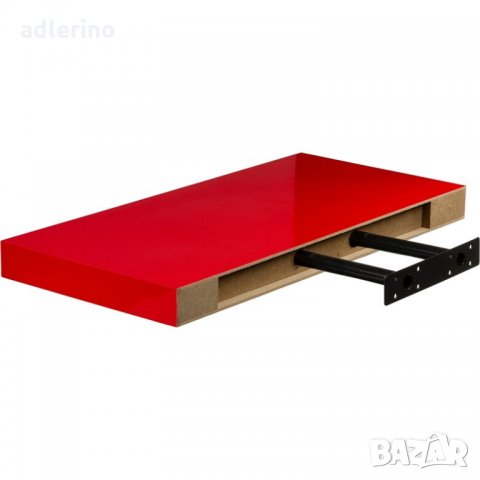 Стеннен рафт "Volto", рафт за стена, 50 см, червено гланц, скрито захващане, снимка 4 - Етажерки - 34459456