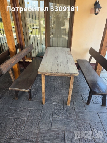 Маса с две пейки, снимка 2 - Градински мебели, декорация  - 53770791