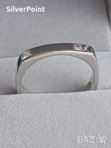 Сребърен унисекс пръстен с натурален Розов Сапфир , снимка 3 - Пръстени - 51460799
