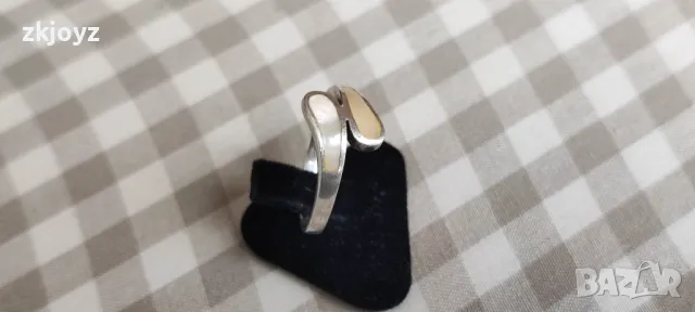 СРЕБЪРЕН ПРЪСТЕН със СЕДЕФ 3.39 гр./проба 925, снимка 4 - Пръстени - 48981644