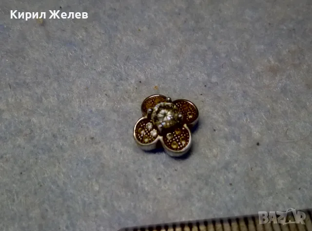 СТАРА ФЛОРАЛНА СКЪПОЦЕННА СРЕБЪРНА АПЛИКАЦИЯ ЦВЕТЕ СРЕБРО ВИСОКА ПРОБА с ИСКРЯЩИ ЦИРКОНИ 26430, снимка 6 - Антикварни и старинни предмети - 49551628