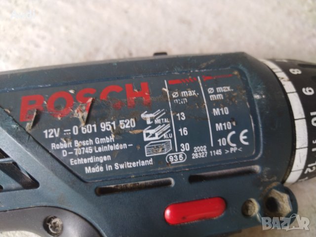 Винтоверт BOSCH GSR12-VE2 Професионалната синя серия BOSCH Боди, зарядно батерия. Made in Switzerwan, снимка 4 - Винтоверти - 41424267