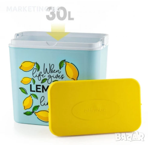 Хладилна кутия Atlantic с обем 30 литра, свеж дизайн с лимони, снимка 2 - Хладилни чанти - 50469335