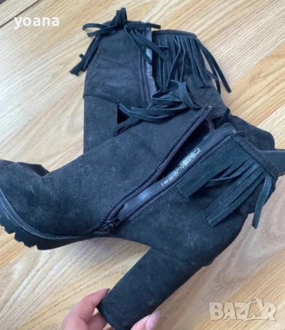 Нови летни ботуши с дебел ток черен цвят, снимка 2 - Дамски обувки на ток - 51194491