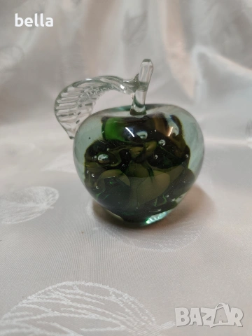 Стъклено преспапие „Ябълка“-Муранско стъкло, снимка 3 - Антикварни и старинни предмети - 53836167