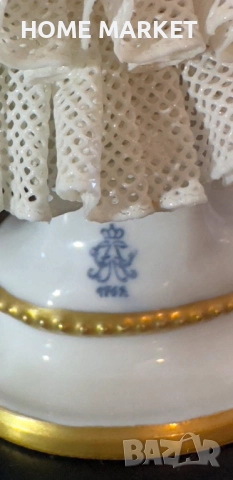 Volkstedt Фолкщед Germany  Curca 1945 (Älteste Volkstedter Porzellanmanufaktur) Dresden Lace , снимка 13 - Антикварни и старинни предмети - 52939076