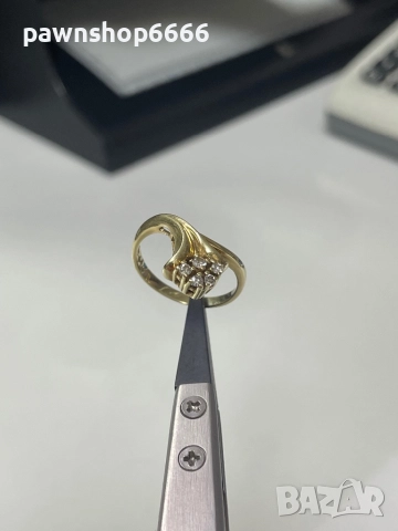 Златен пръстен 14 карата с брилянти 0,12 tcw, снимка 6 - Пръстени - 52202121