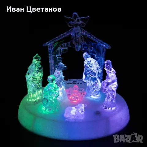 Коледна LED осветена акрилна скулптура на Рождество Христово