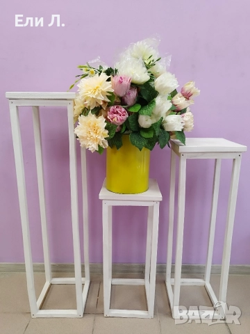 Дървени бели стойки 3 броя , снимка 4 - Други стоки за дома - 52929316