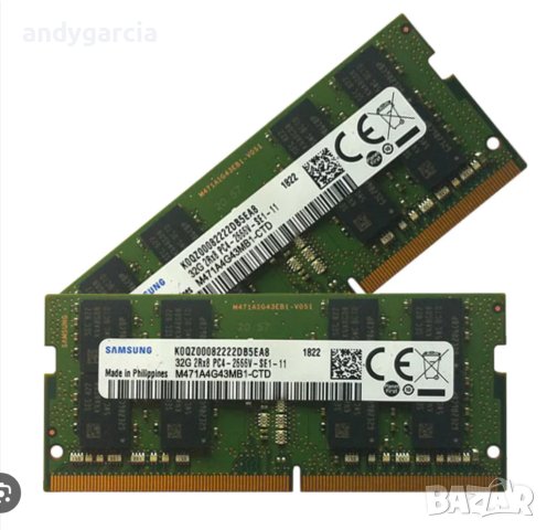Samsung 64GB (2x 32GB) DDR4-2666 PC4-21300 1.2V DR x8 260-pin SODIMM RAM Kit за лаптоп рам памет, снимка 1 - RAM памет - 40939123