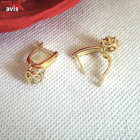 Обеци с 14К златно покритие 2141882, снимка 2 - Обеци - 53833978