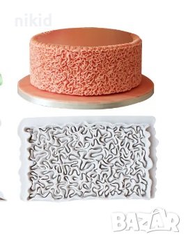 Гънки къдрички текстура релефна пано силиконов молд форма декорация торта фондан