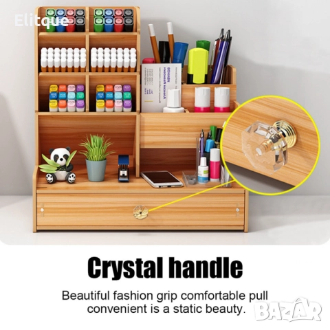 Дървен органайзер за бюро с чекмедже и многосекционно съхранение, снимка 11 - Други стоки за дома - 52690825