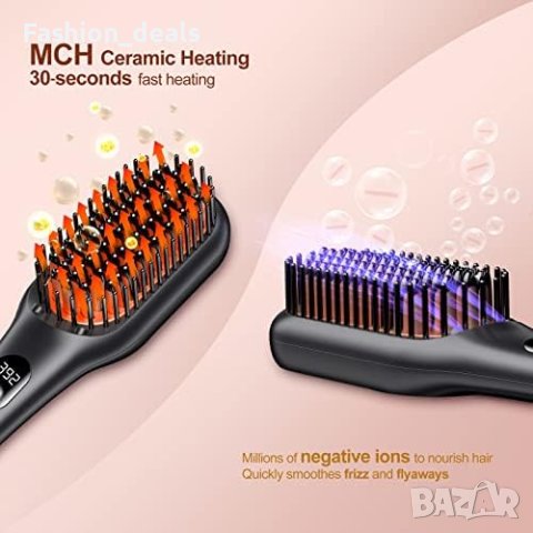 Нов Керамична йонна гореща четка гребен за изправяне на коса Жени Прическа, снимка 5 - Други - 41779943