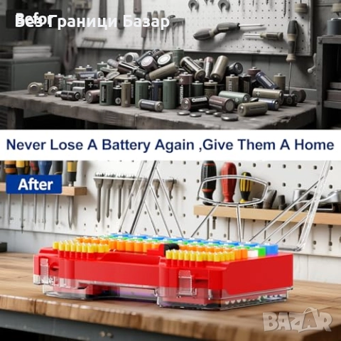 Нов Органайзер за 285 батерии с тестер, двустранна кутия за съхранение, снимка 5 - Други стоки за дома - 52483353